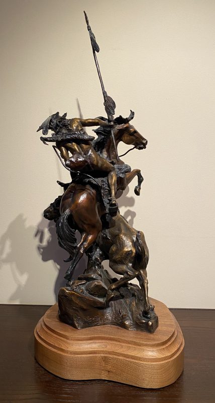 Ken Payne Dog Called Buffalo Native American Indian warrior scout horse western bronze sculpture close up back