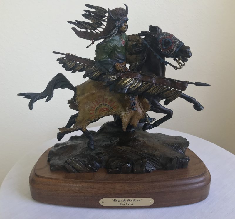 Ken Payne Knight Of The Sioux Native American Indian warrior horse headdress western bronze sculpture