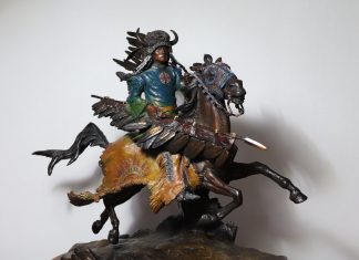 Ken Payne Knight Of the Sioux western bronze sculpture Native American Indian warrior action western bronze sculpture