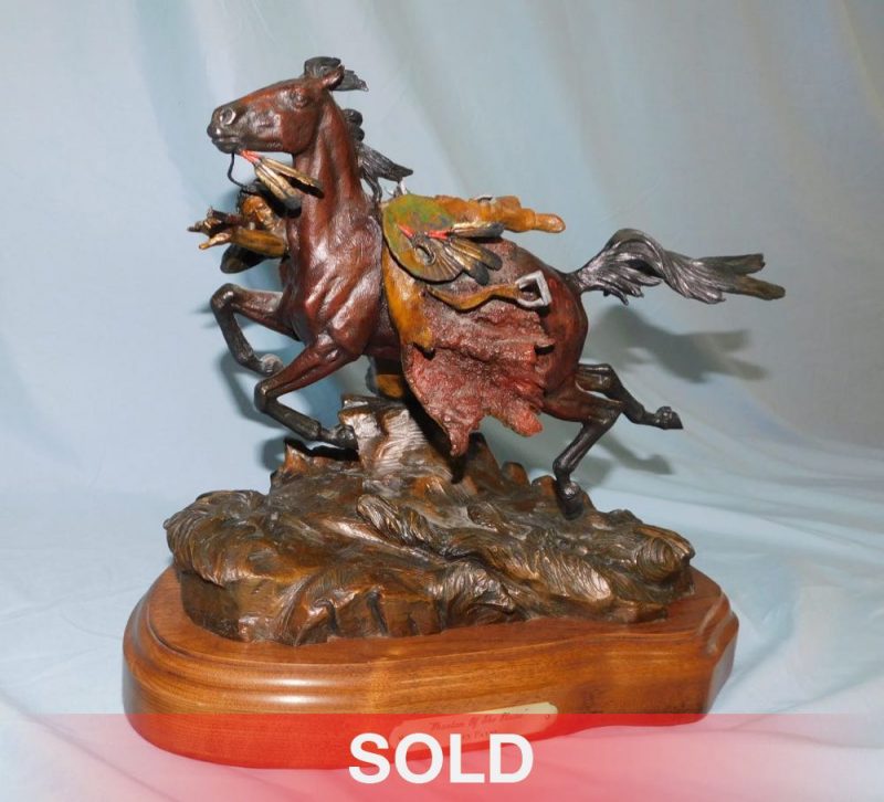 Ken Payne Phantom of the Plains Native American warrior horse battle rifle western bronze sculpture sold