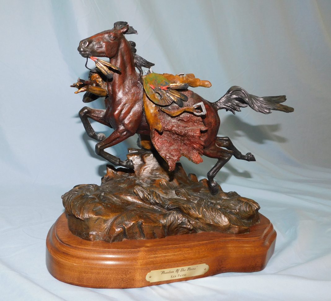 Ken Payne Phantom of the Plains Native American warrior horse battle rifle western bronze sculpture