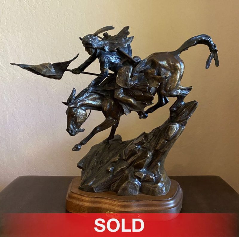 Ken Payne Victory On The Greasy Grass Native American Indian horse action western bronze sculpture American flag army cavalry sold