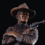 Michael Trcic Out Here A Man Settles His Own Problems John Wayne cowboy gun firearm pistol western bronze sculpture close up