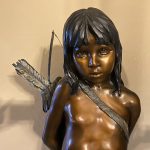 Walt Horton Bear Foot Native American boy western bronze sculpture closeup