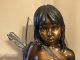 Walt Horton Bear Foot Native American boy western bronze sculpture closeup
