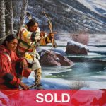 Alfredo Rodriguez Winter Hunters Native American bow arrow hunting ice snow icy stream river mountains western oil painting