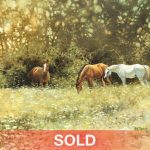 Bonnie Marris Queen Anne's Lace horses grazing equine pasture wildlife oil painting