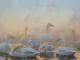 Andrew Peters Pleistocene Messengers geese gaggle pond lake wildlife oil painting