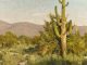 Matt Smith Aging Saguaro desert wash dry river bed mountains western landscape oil painting cacti cactus