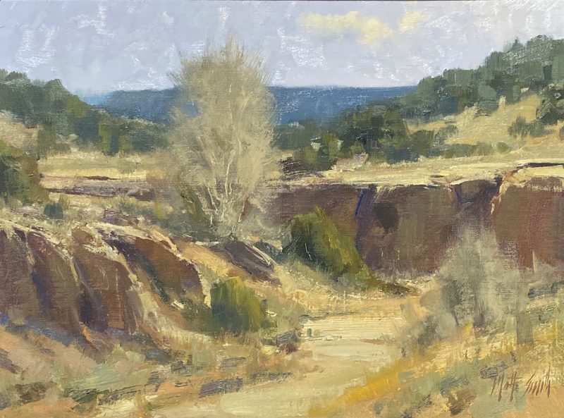 Matt Smith Arizona desert wash dry river bed mountains western landscape oil painting