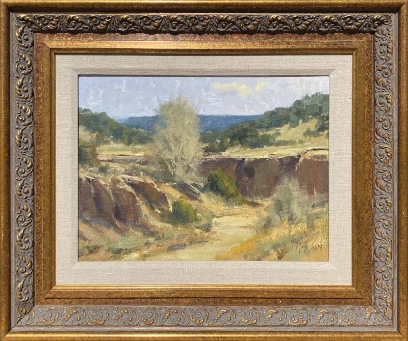 Matt Smith Arizona desert wash dry river bed mountains western landscape oil painting framed