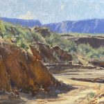 Matt Smith Arroyo desert wash dry river bed mountains western landscape oil painting