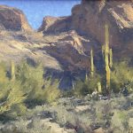 Matt Smith Bulldog Canyon Arizona desert wash cacti cactus saguaro mountains desert landscape oil painting