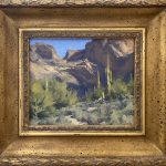 Matt Smith Bulldog Canyon Arizona desert wash cacti cactus saguaro mountains desert landscape oil painting framed