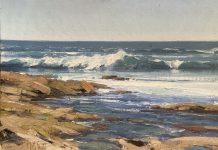 Matt Smith California seascape ocena crashing waves beach surf surfing landscape oil painting