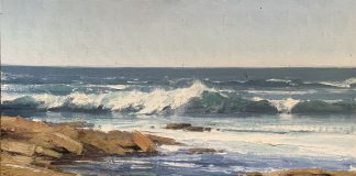 Matt Smith California seascape ocena crashing waves beach surf surfing landscape oil painting