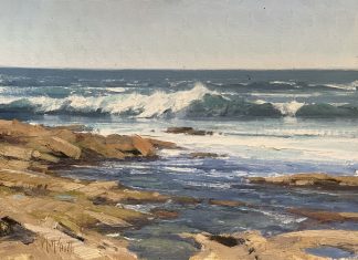 Matt Smith California seascape ocena crashing waves beach surf surfing landscape oil painting