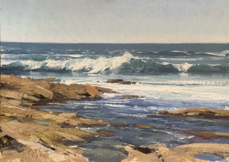 Matt Smith California seascape ocena crashing waves beach surf surfing landscape oil painting