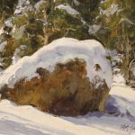 Matt Smith First Snow rock mountain snow trees wilderness landscape oil painting