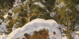 Matt Smith First Snow rock mountain snow trees wilderness landscape oil painting