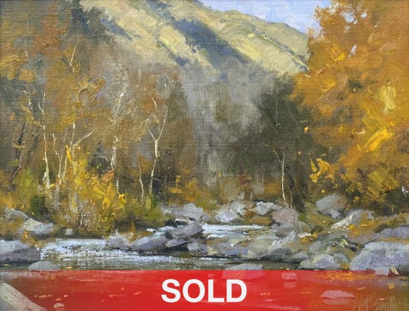 Matt Smith Oak Creek Autumn stream river brook Arizona mountain fall leaves western landscape oil painting sold