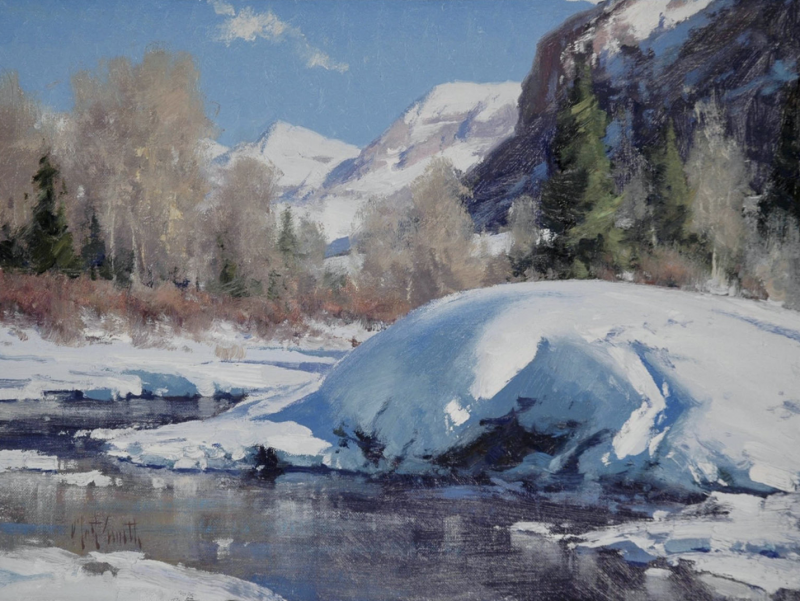 Matt Smith The San Miguel In Winter snow mountains stream river western landscape oil painting