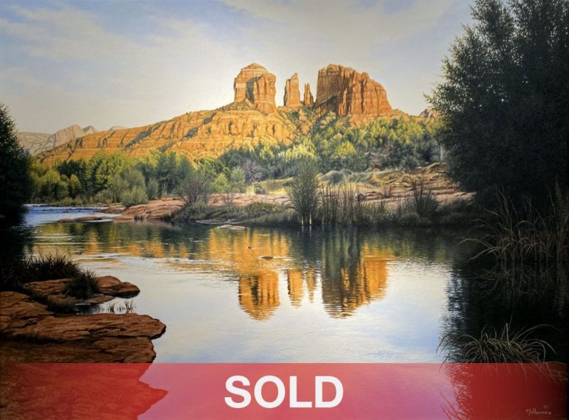 Denis Milhomme Red Rock Majesty Sedona Arizona mountain rock lake river western oil landscape