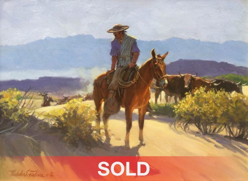 Nicholas Firfires Charro Cattle Drive Cowboy western oil painting