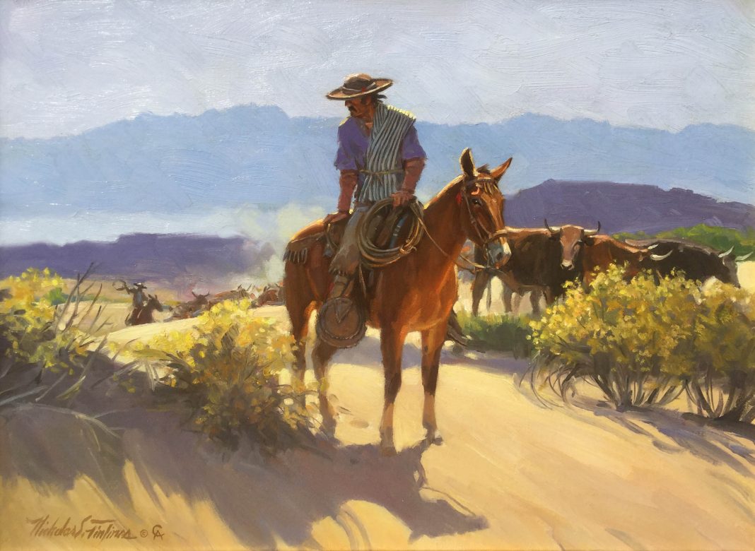 Nicholas Firfires Charro Cattle Drive Cowboy western oil painting