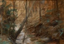 Andy Thomas Greeny Creek stream river landscape oil painting