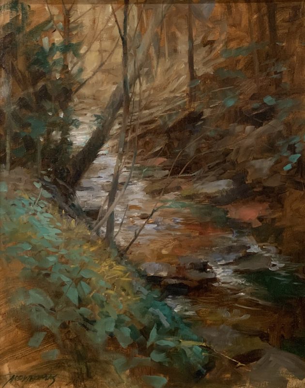 Andy Thomas Greeny Creek stream river landscape oil painting