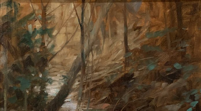 Andy Thomas Greeny Creek stream river landscape oil painting