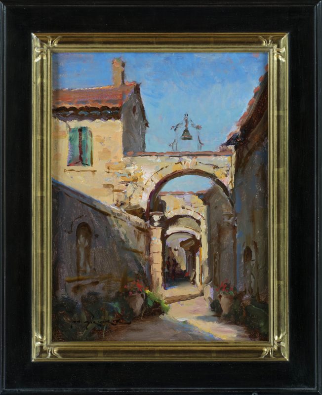 Daniel Gerhartz Gadagne Courtyard architecture oil painting France Europe framed