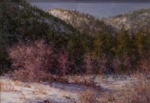 Eric Michaels Snow Thaw high mountain snow trees landscape oil painting