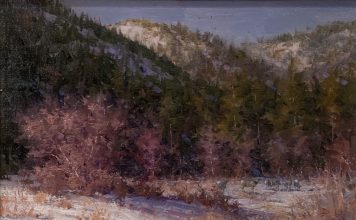 Eric Michaels Snow Thaw high mountain snow trees landscape oil painting