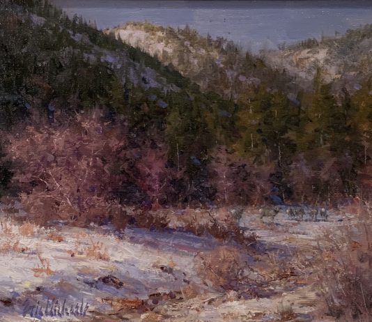 Eric Michaels Snow Thaw high mountain snow trees landscape oil painting