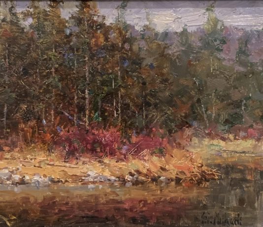 Eric Michaels Tamarisk river stream creek trees landscape oil painting