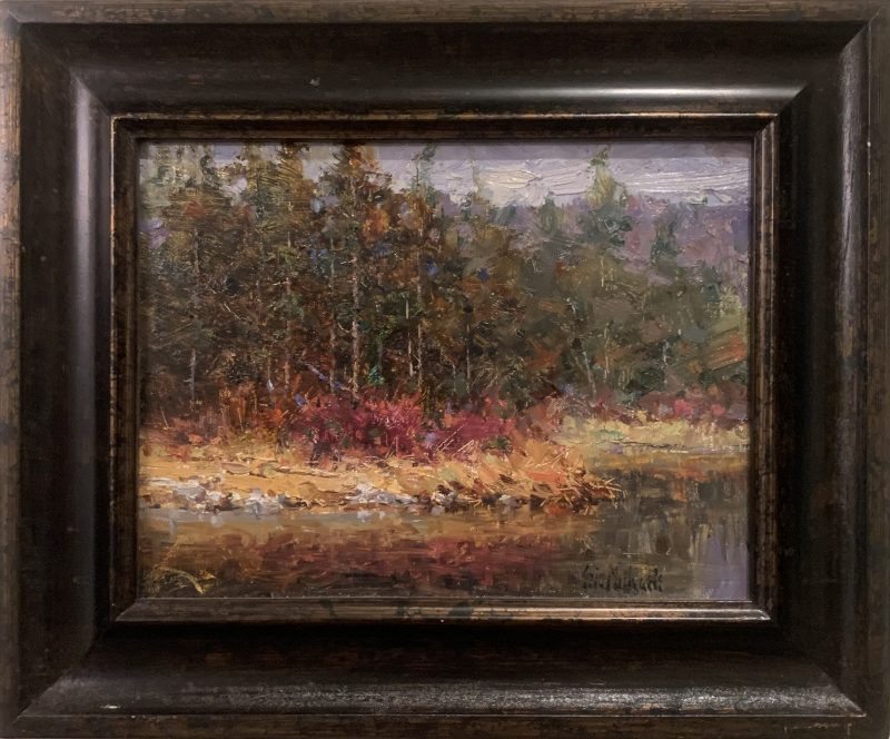 Eric Michaels Tamarisk river stream creek trees landscape oil painting framed