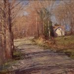 George Van Hook Country Road trees house architecture landscape oil painting