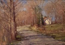George Van Hook Country Road trees house architecture landscape oil painting
