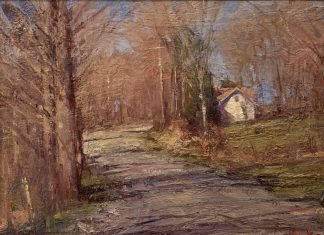 George Van Hook Country Road trees house architecture landscape oil painting