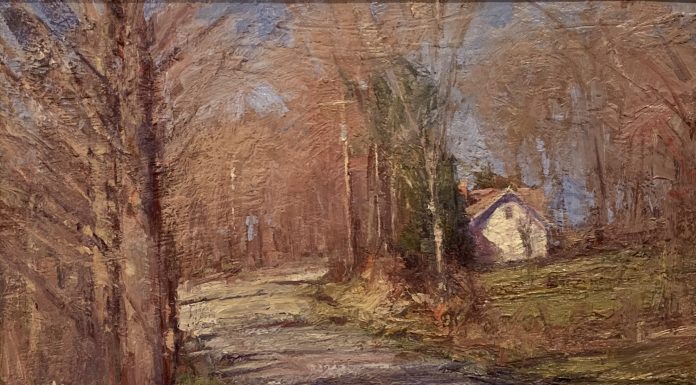 George Van Hook Country Road trees house architecture landscape oil painting