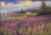 George Van Hook Wild Iris flower field landscape oil painting