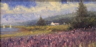 George Van Hook Wild Iris flower field landscape oil painting