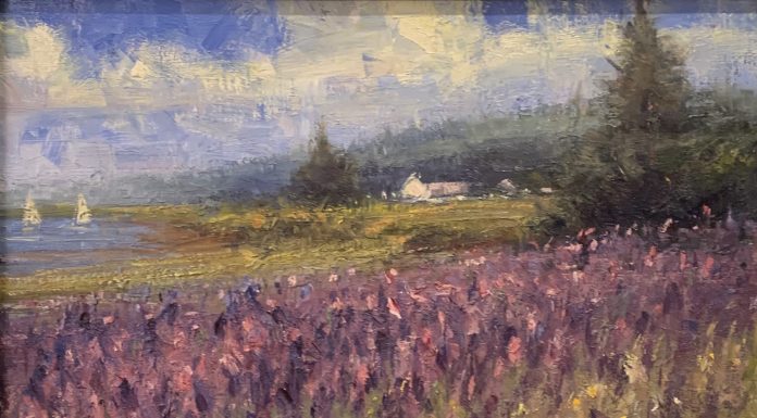 George Van Hook Wild Iris flower field landscape oil painting