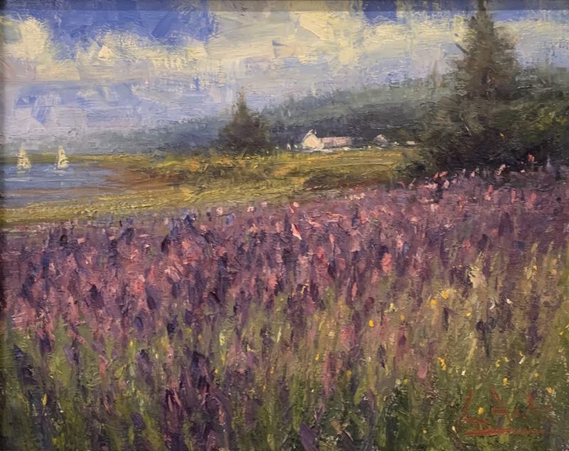 George Van Hook Wild Iris flower field landscape oil painting