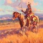 Jim Norton Sunset On A Proud People Native American Horse plains western oil landscape painting clouds sold