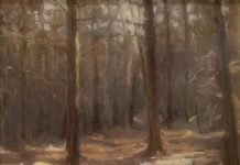 Karen Offutt Paths in The Woods forest trees landscape oil painting