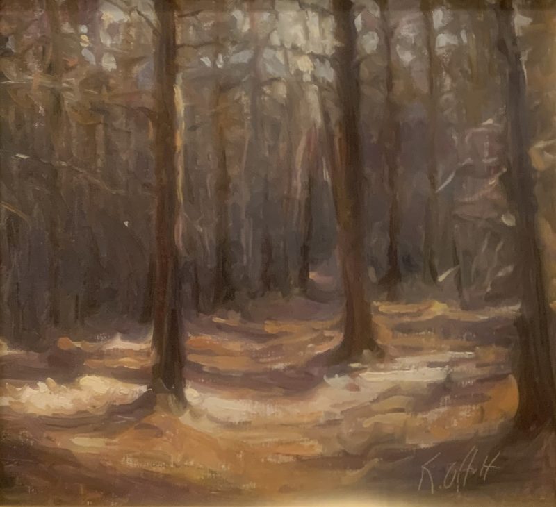 Karen Offutt Paths in The Woods forest trees landscape oil painting