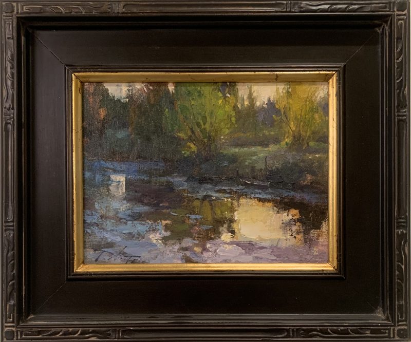 Kyle Paliotto May Fire stream river creek landscape oil painting framed